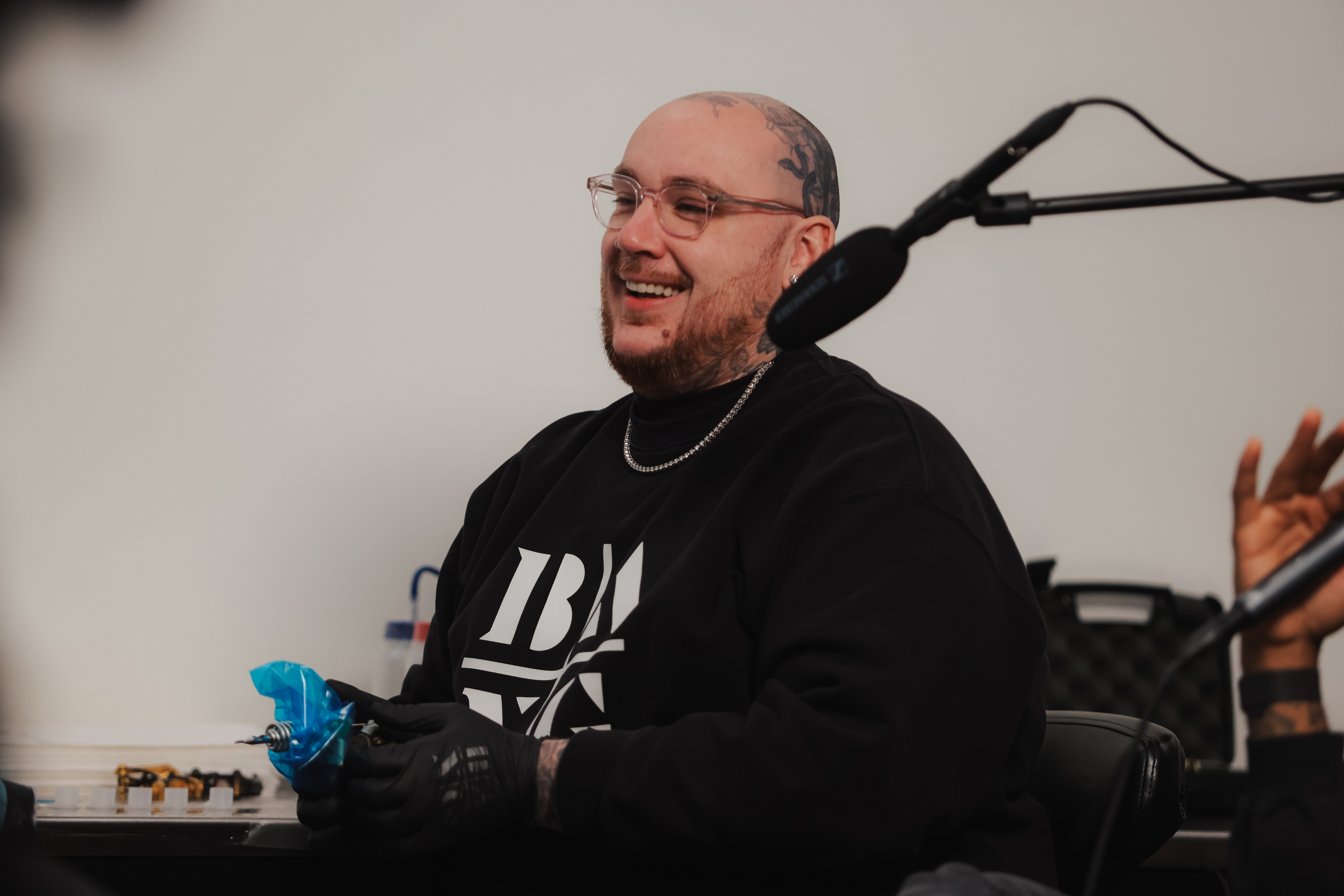 Dave laughing during session